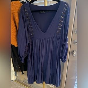 Blue Rain Embroidered, beaded, flowy dress